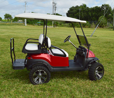 Red Club Car Precedent Golf Cart Rear Seat Kit with Fender Flares at Key Largo Golf Carts